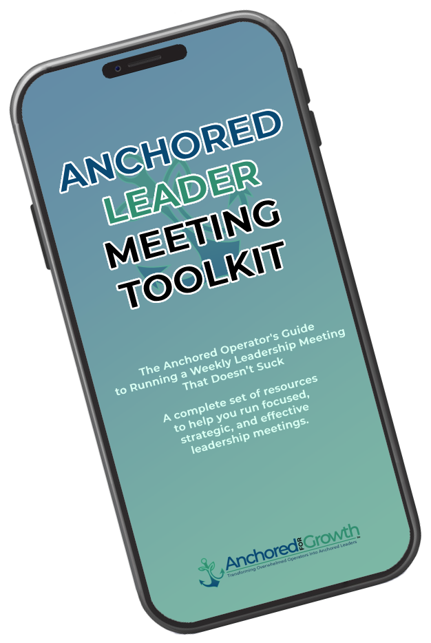 Phone with the Anchored Leader's Leadership Meeting Toolkit Downloaded
