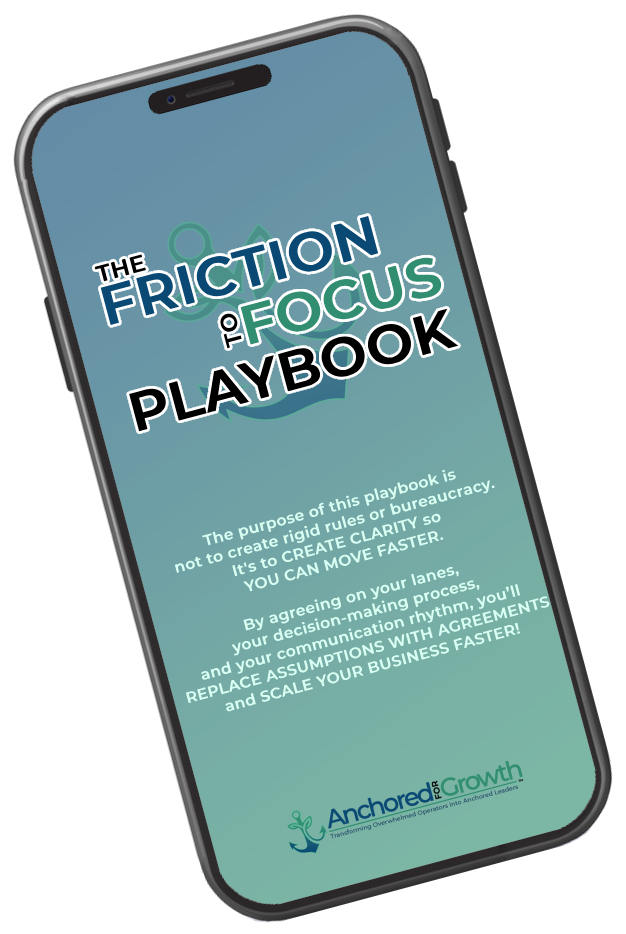 Phone with the Anchored Leader's The Friction to Focus Playbook Downloaded