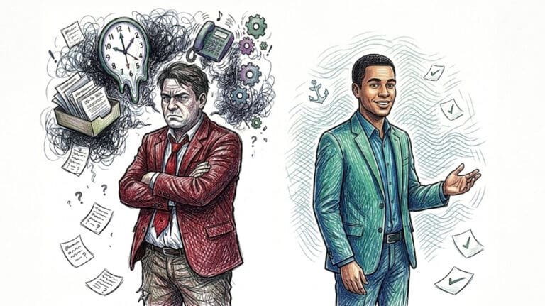The Manager Vs. Leader - an outdated corporate myth showing the manager as the bad guy and the leader friendly.