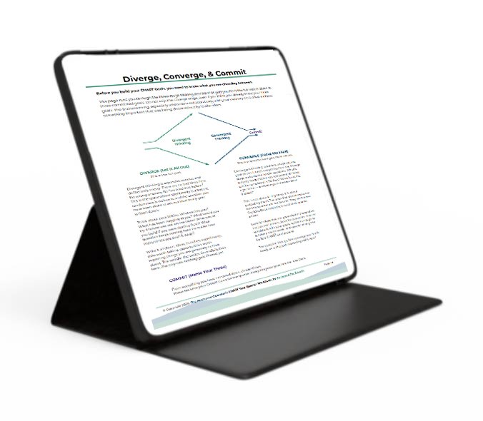 The CHART Your Goals - a 12-page PDF for ADHD COOs, CEOs, and Operations professionals - showing on a tablet